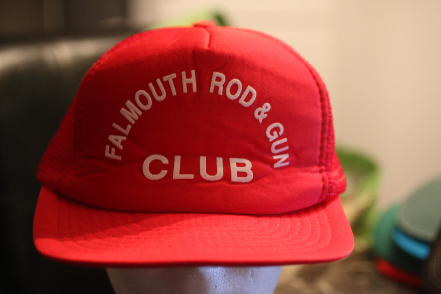 Falmouth Rod & Gun Club Red Trucker Hat Snapback Vintage Shooting Fishing