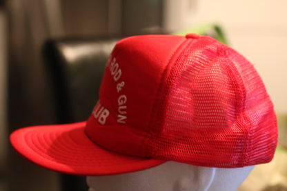 Falmouth Rod & Gun Club Red Trucker Hat Snapback Vintage Shooting Fishing