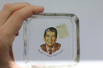 Ronald Reagan 40th President Glass Ashtray Political Memorabilia