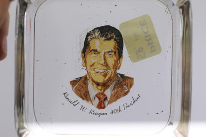 Ronald Reagan 40th President Glass Ashtray Political Memorabilia