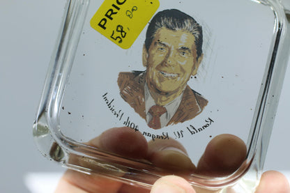 Ronald Reagan 40th President Glass Ashtray Political Memorabilia
