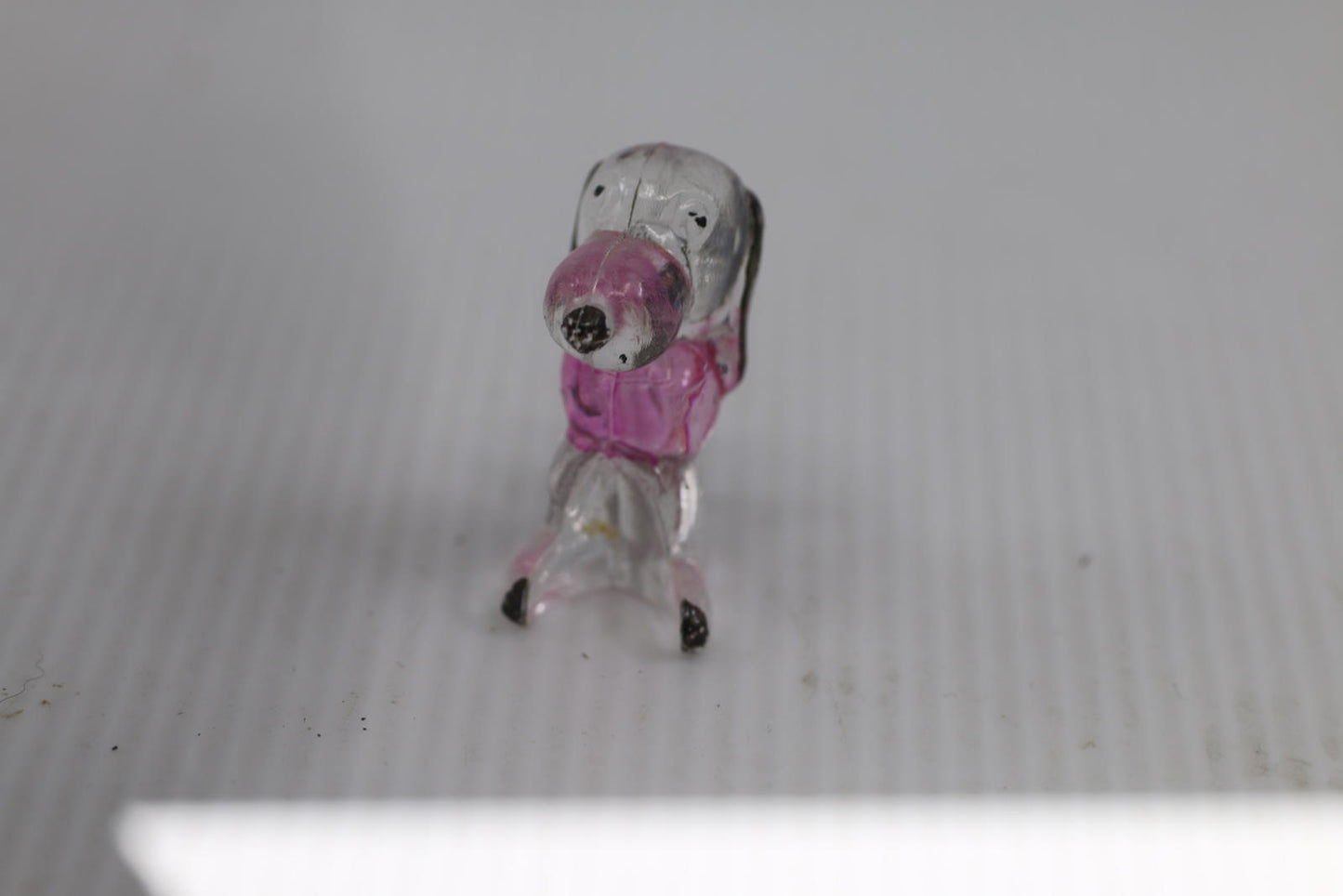 Lot of 2 Vintage Lucite Dog Clear Pink Plastic Toy Figures Poodle clear painted