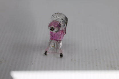 Lot of 2 Vintage Lucite Dog Clear Pink Plastic Toy Figures Poodle clear painted