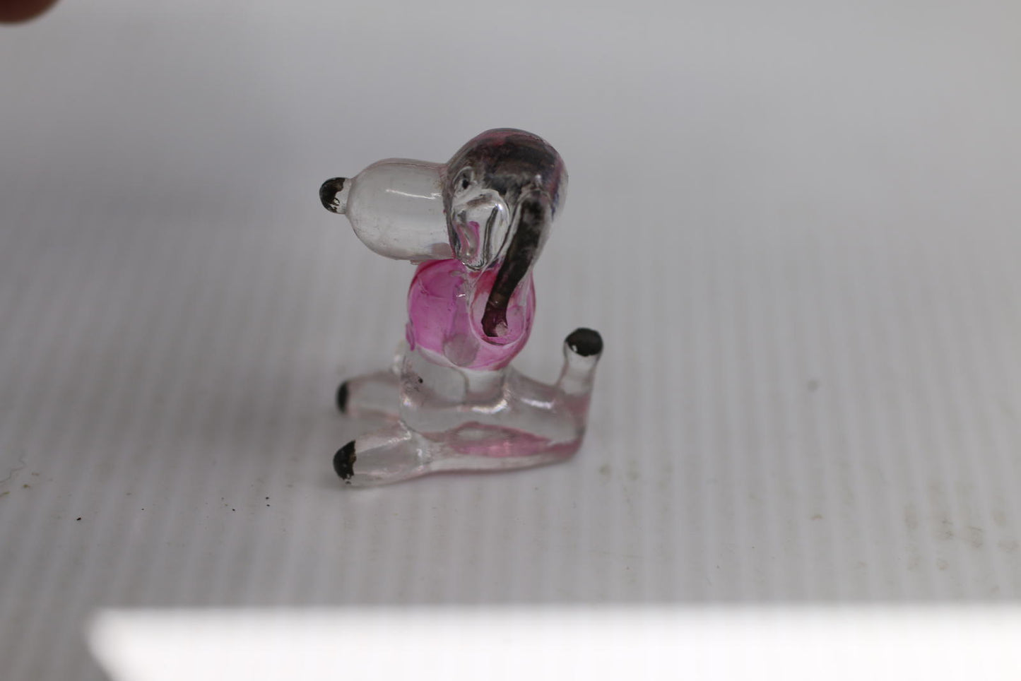 Lot of 2 Vintage Lucite Dog Clear Pink Plastic Toy Figures Poodle clear painted