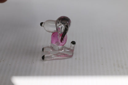 Lot of 2 Vintage Lucite Dog Clear Pink Plastic Toy Figures Poodle clear painted