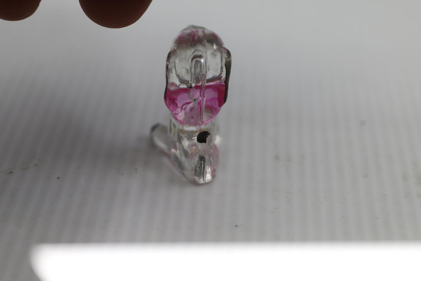 Lot of 2 Vintage Lucite Dog Clear Pink Plastic Toy Figures Poodle clear painted