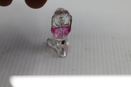 Lot of 2 Vintage Lucite Dog Clear Pink Plastic Toy Figures Poodle clear painted