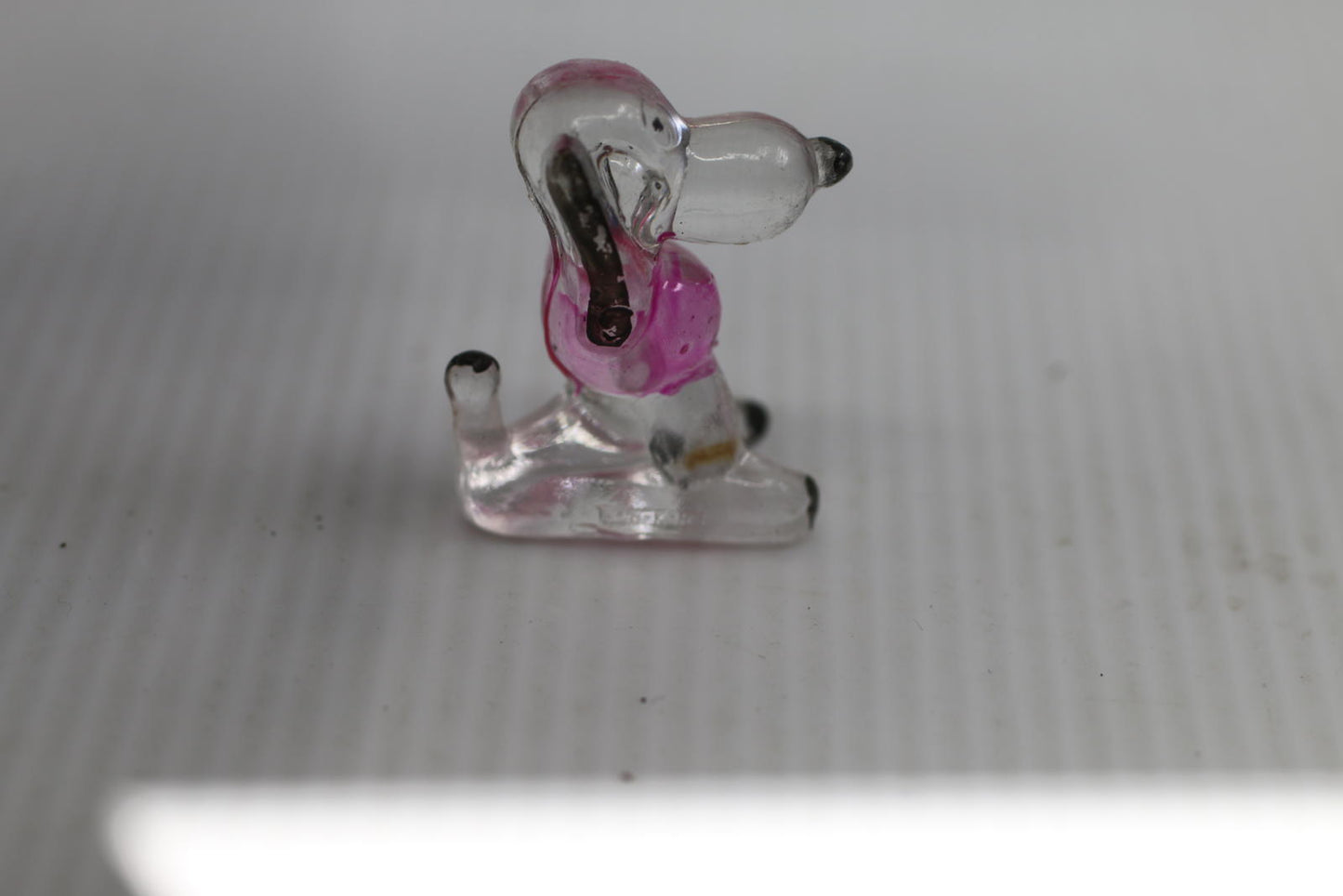 Lot of 2 Vintage Lucite Dog Clear Pink Plastic Toy Figures Poodle clear painted