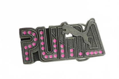 Vintage Puma Metal Belt Buckle with Pink Accents
