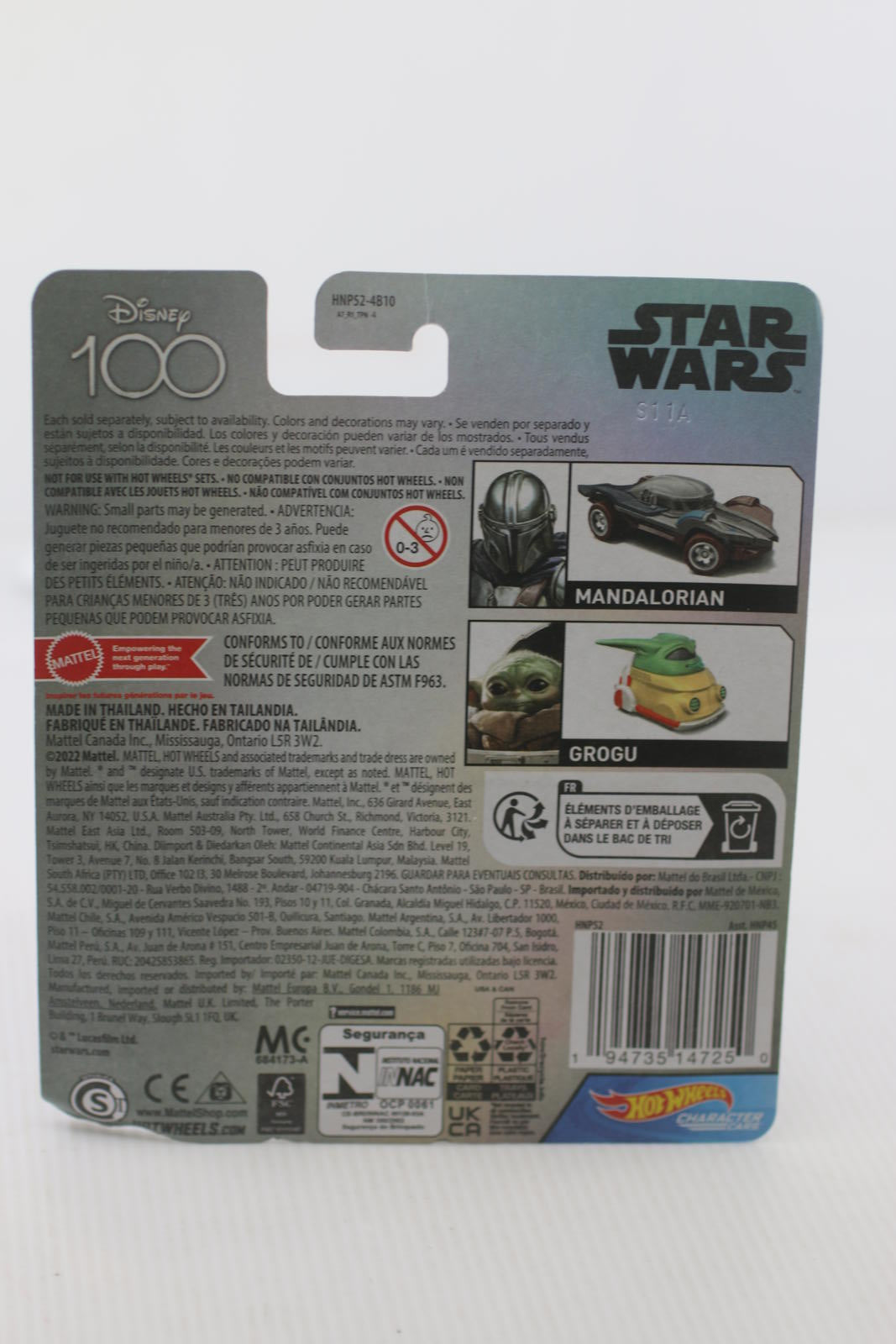 Hot Wheels Disney Character Cars 100 Star Wars Grogu Mattel 1:64 Scale Car