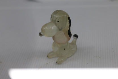 Lot of 2 Vintage Lucite Dog Clear Pink Plastic Toy Figures Poodle clear painted