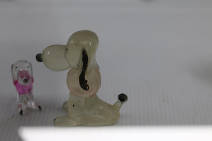 Lot of 2 Vintage Lucite Dog Clear Pink Plastic Toy Figures Poodle clear painted