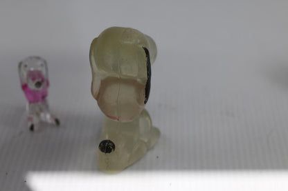 Lot of 2 Vintage Lucite Dog Clear Pink Plastic Toy Figures Poodle clear painted