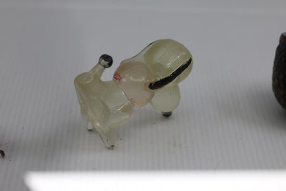 Lot of 2 Vintage Lucite Dog Clear Pink Plastic Toy Figures Poodle clear painted
