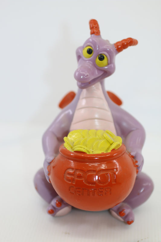 VTG 1982 Walt Disney Productions Epcot Center Figment Vinyl 7" Coin Bank