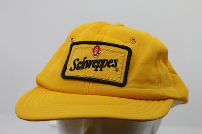 VTG Rare Schweppes Single Panel All Over Mesh Hat Made In Canada Patch