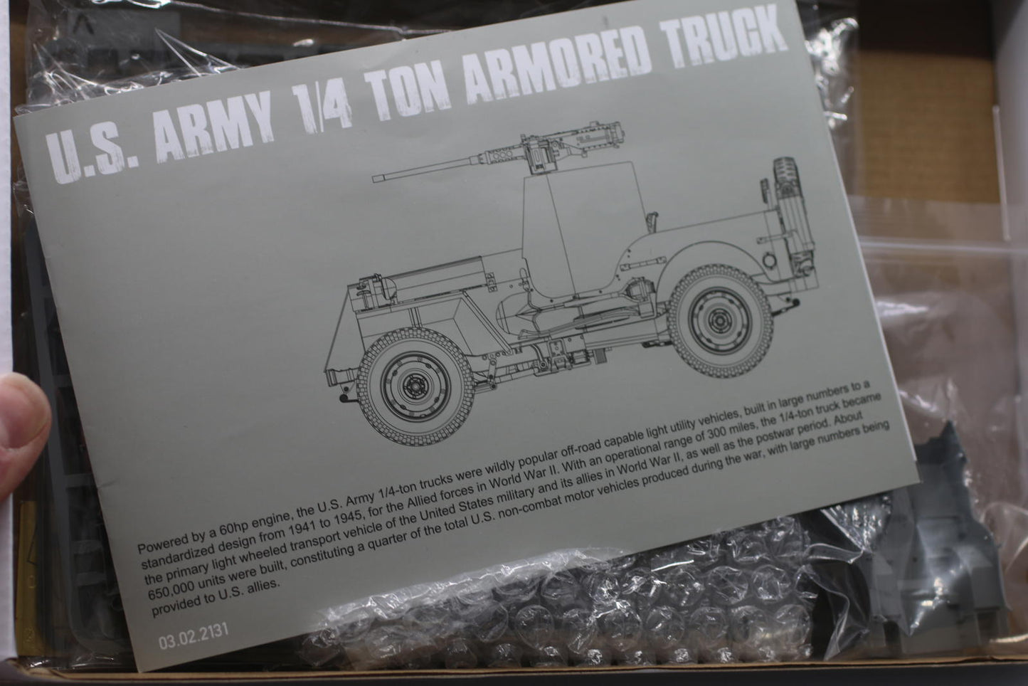 Takom U.S. Army 1/4 Ton Armored Truck Plastic Model Kit 1:35 Scale 2131