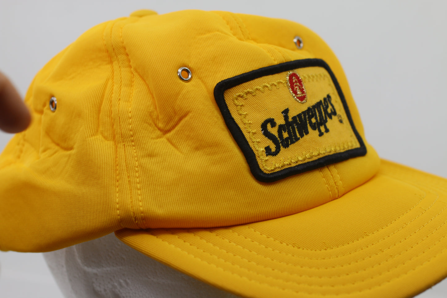 VTG Rare Schweppes Single Panel All Over Mesh Hat Made In Canada Patch