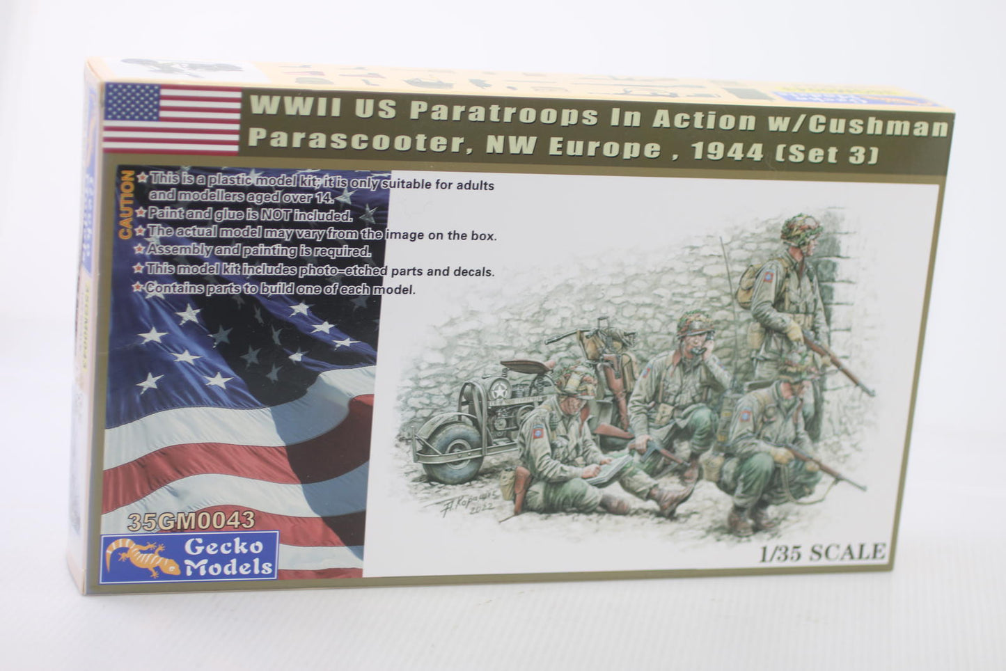 Gecko 35GM0043 1/35 WWII US Paratroops w/Cushman Parascooter, NW Europe,1944