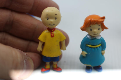 Vintage Cartoon Caillou & Rosie sister Character Figurines Set of 2 cinar 2"tall