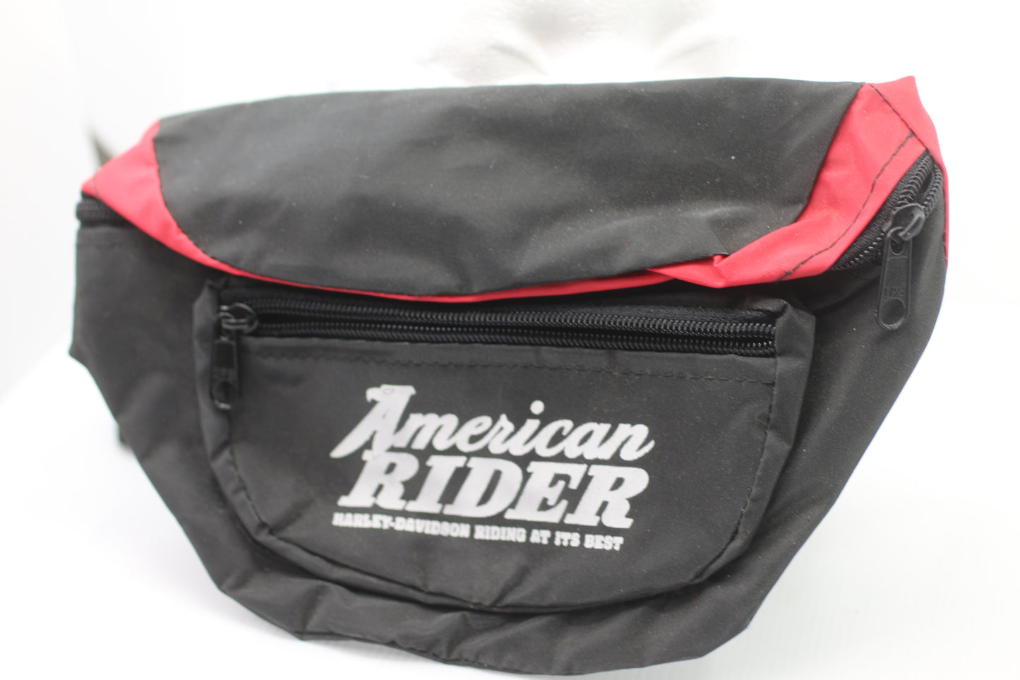 Vintage American Rider Fanny Pack Black Zip Waist Bag Festival Summer Beach