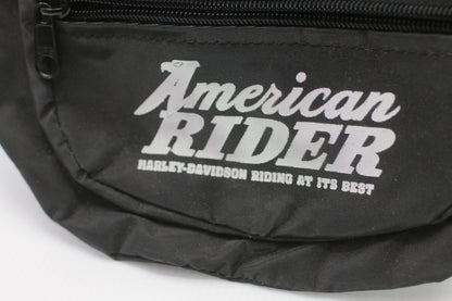 Vintage American Rider Fanny Pack Black Zip Waist Bag Festival Summer Beach