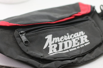 Vintage American Rider Fanny Pack Black Zip Waist Bag Festival Summer Beach