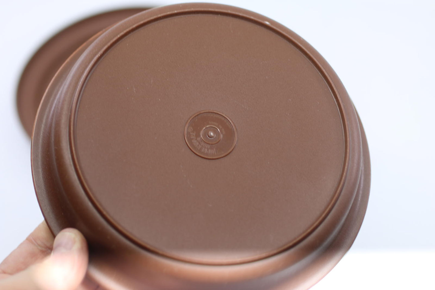 Vtg Tupperware 1206-13 Brown Seal N Serve Bowl 1207-36 Lid Plate Bowl