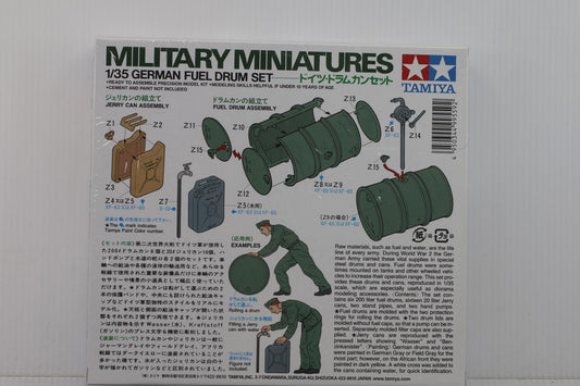 Tamiya 1/35 WWII German Fuel Drum Set Military Miniatures Model Kit 186 MISP NEW