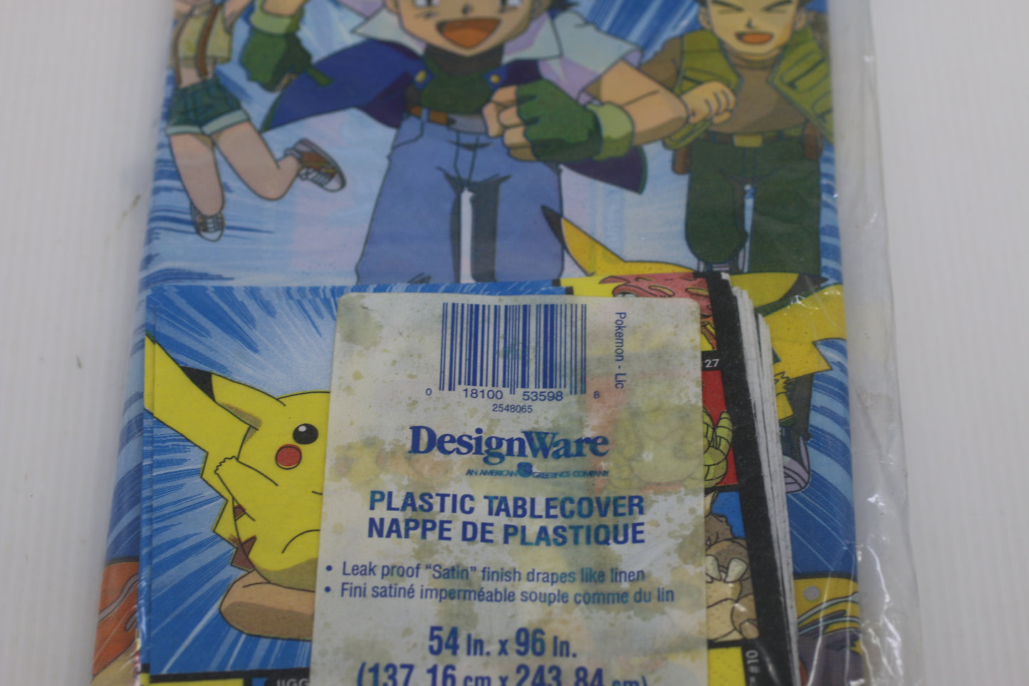 Vintage Pokemon Ash Pikachu Team Rocket Plastic Table Cover 54" x 96"