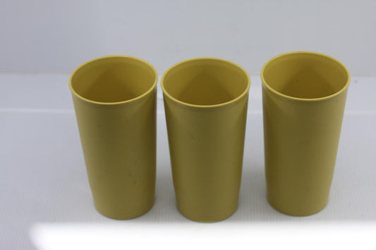Vintage Lot of 3 Tupperware Tumbler Cups - #873 Country Harvest Yellow 12 Oz.