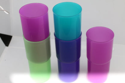 Set of 5 Tupperware Tumblers 2412 (12oz) 2413 (18oz) Jeweltone Vintage 90’s Y2K