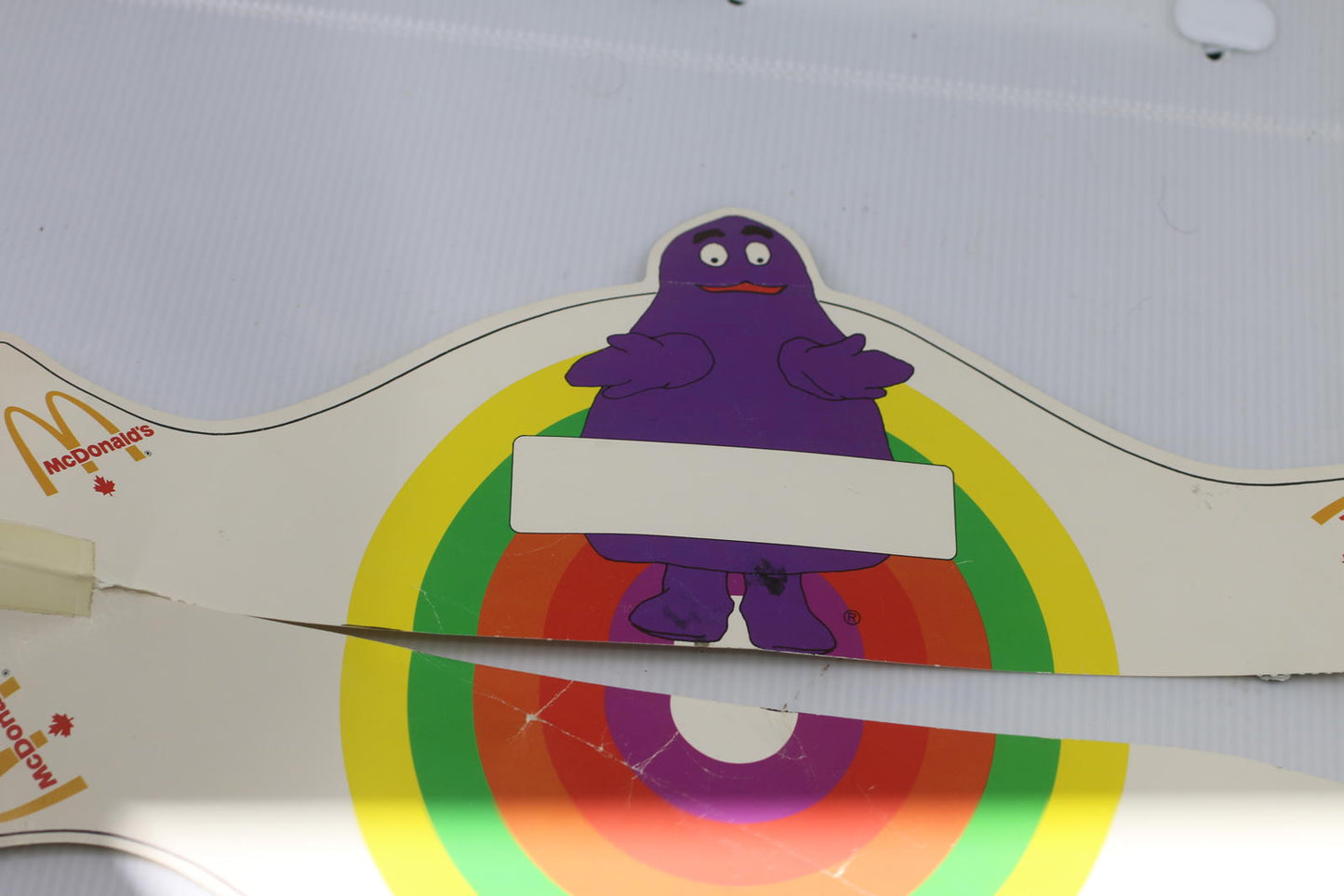 Vintage McDonalds Canada Grimace Rainbow Paper Crown AS IS