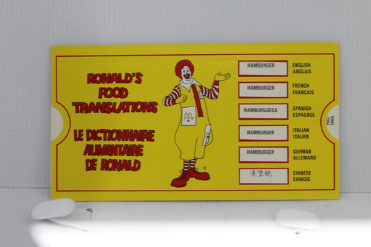 Vintage 1988 McDonald’s Ronald Food Translations Pull Tab Card Map