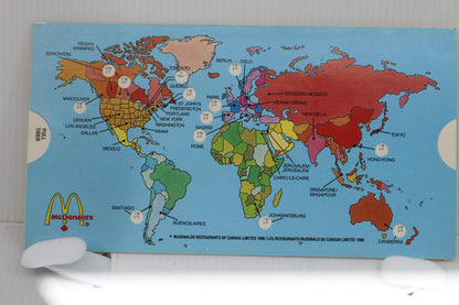 Vintage 1988 McDonald’s Ronald Food Translations Pull Tab Card Map