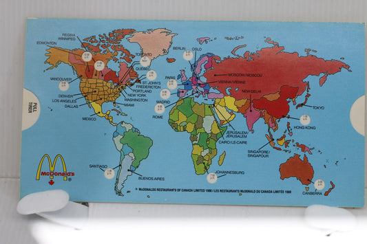 Vintage 1988 McDonald’s Ronald Food Translations Pull Tab Card Map