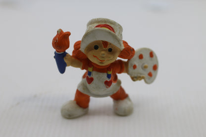 Vintage 1980 Wallace Berrie Rainbow Kids ORANGE Painter PVC Figure w/ Brush Palette