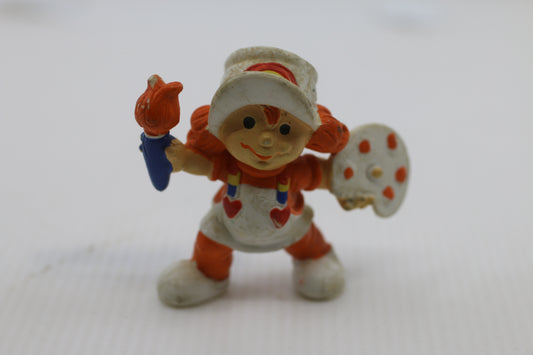 Vintage 1980 Wallace Berrie Rainbow Kids ORANGE Painter PVC Figure w/ Brush Palette