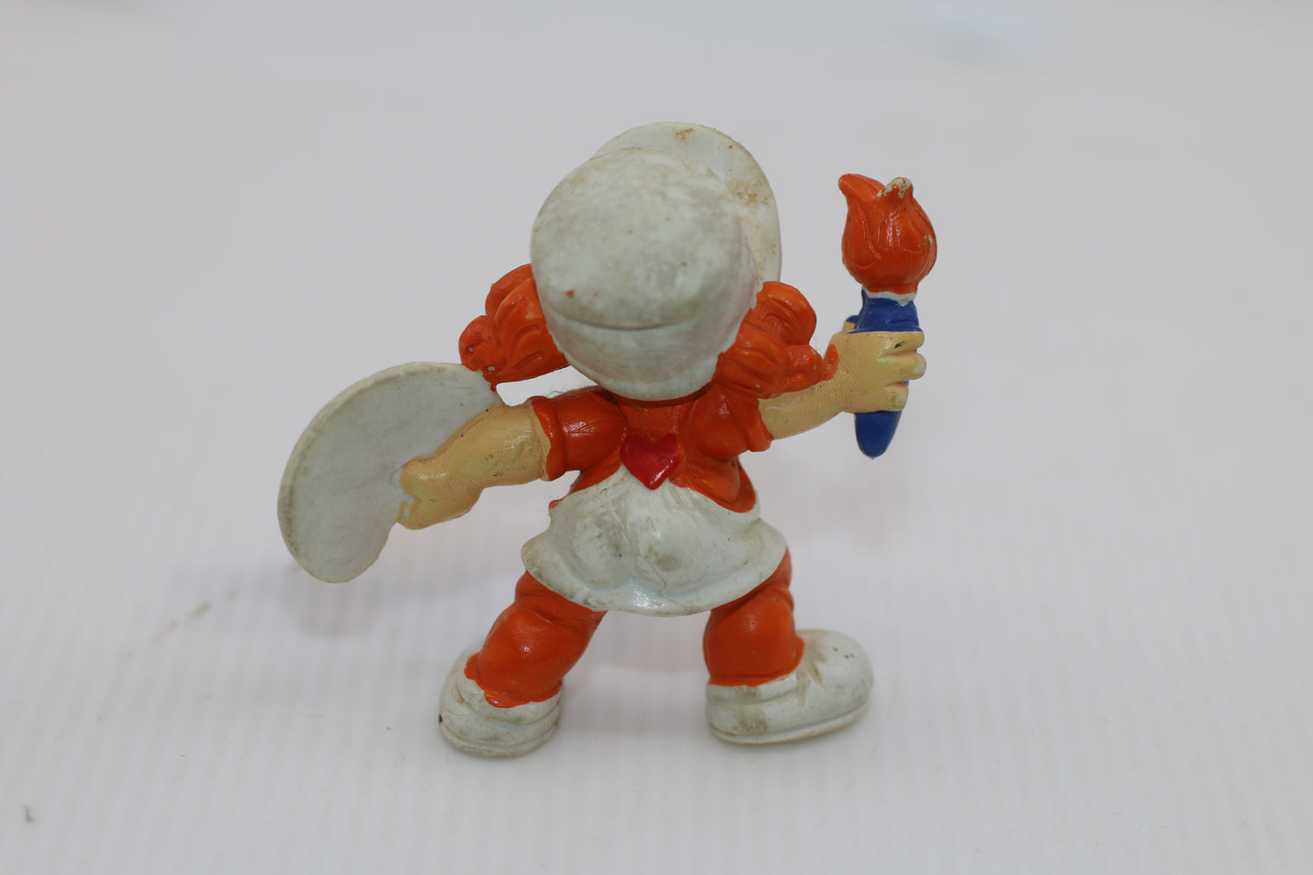 Vintage 1980 Wallace Berrie Rainbow Kids ORANGE Painter PVC Figure w/ Brush Palette