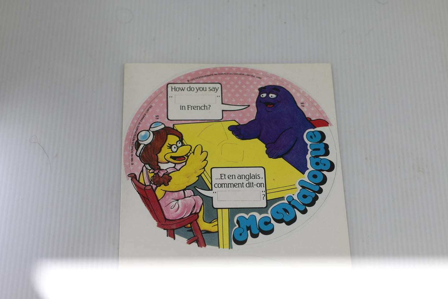Vintage 1988 McDonald’s Canada McDialogue Word Wheel Puzzle