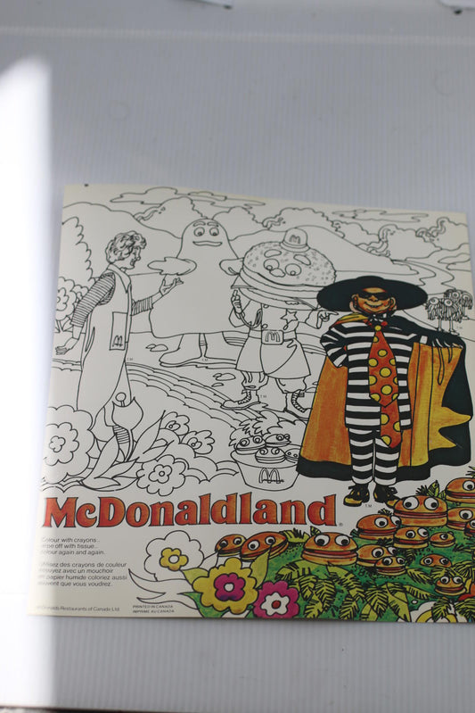 Vintage McDonaldland Wipe Off Coloring Placemat Canada