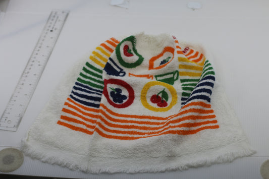 Vintage Hanging Kitchen Towel w/ Ties – Terry Cloth Fruit Pattern – Oven Door Handle Towel