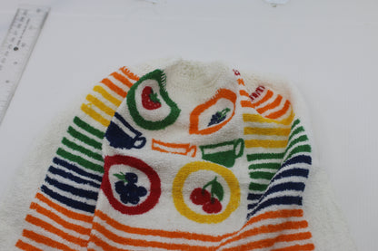 Vintage Hanging Kitchen Towel w/ Ties – Terry Cloth Fruit Pattern – Oven Door Handle Towel