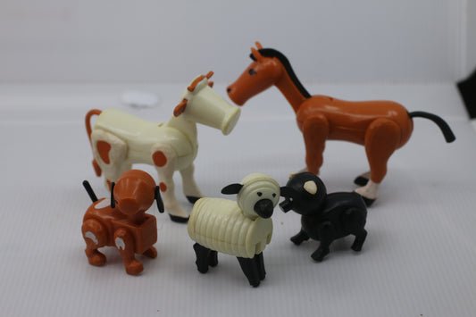Vintage Fisher Price Little People Farm Animals Dog Sheep Horse pig 5pc Lot