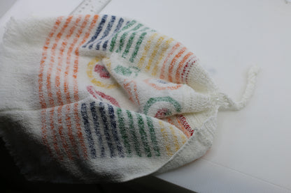 Vintage Hanging Kitchen Towel w/ Ties – Terry Cloth Fruit Pattern – Oven Door Handle Towel