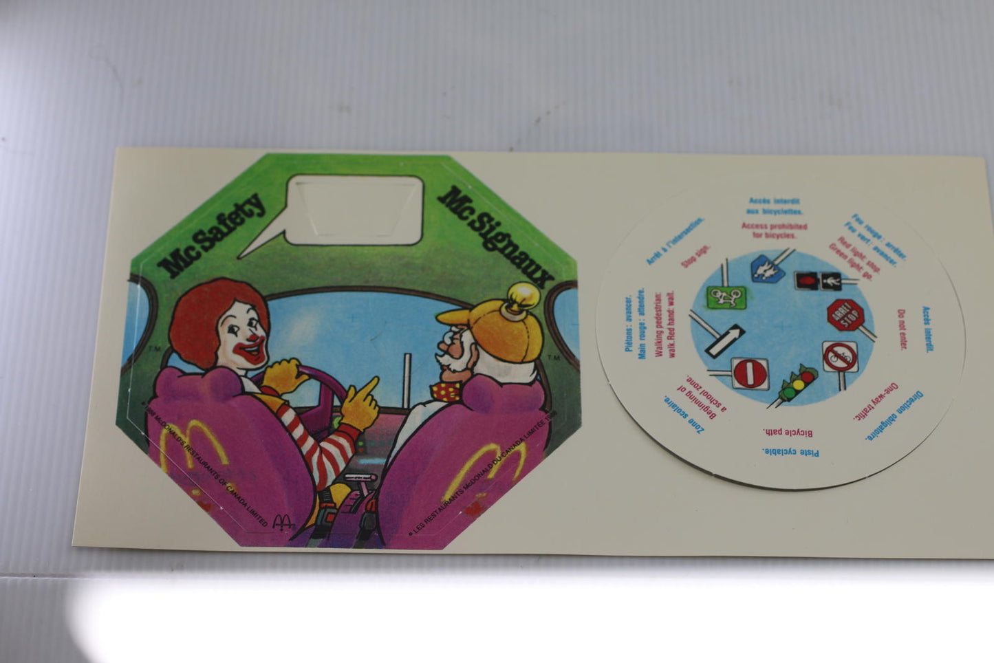 Vintage McDonaldland McSafety Traffic Signs Activity 1988 Canada