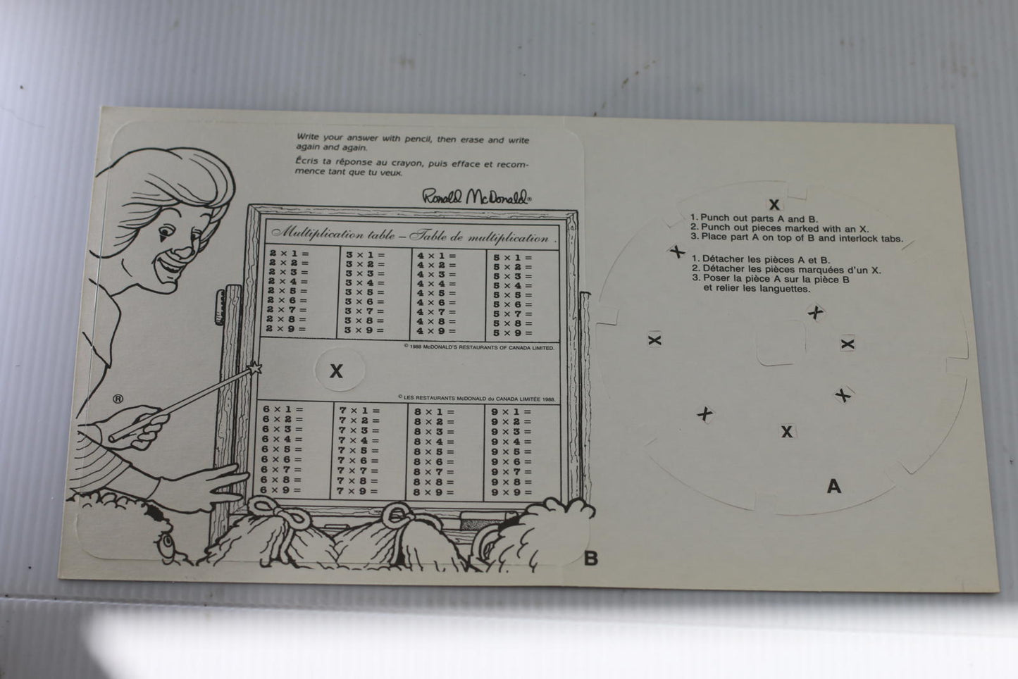 1988 McDonald’s Canada Easy Maths Multiplication Spinner Math
