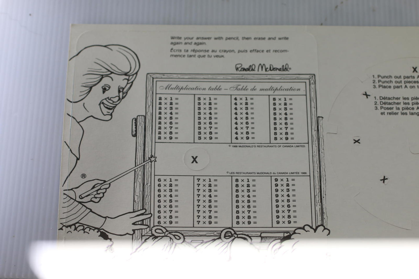 1988 McDonald’s Canada Easy Maths Multiplication Spinner Math