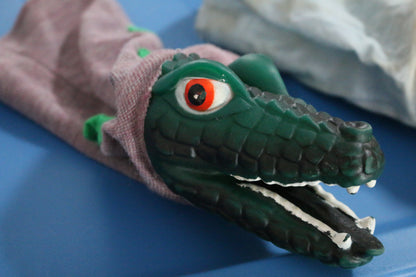 Vintage Rubber Head Puppets Alligator Wolf Punch & Judy Ventriloquist