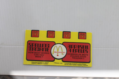 Vintage 1987 McDonald’s Spelling Machine Pull Tab Puzzle Canada Unused